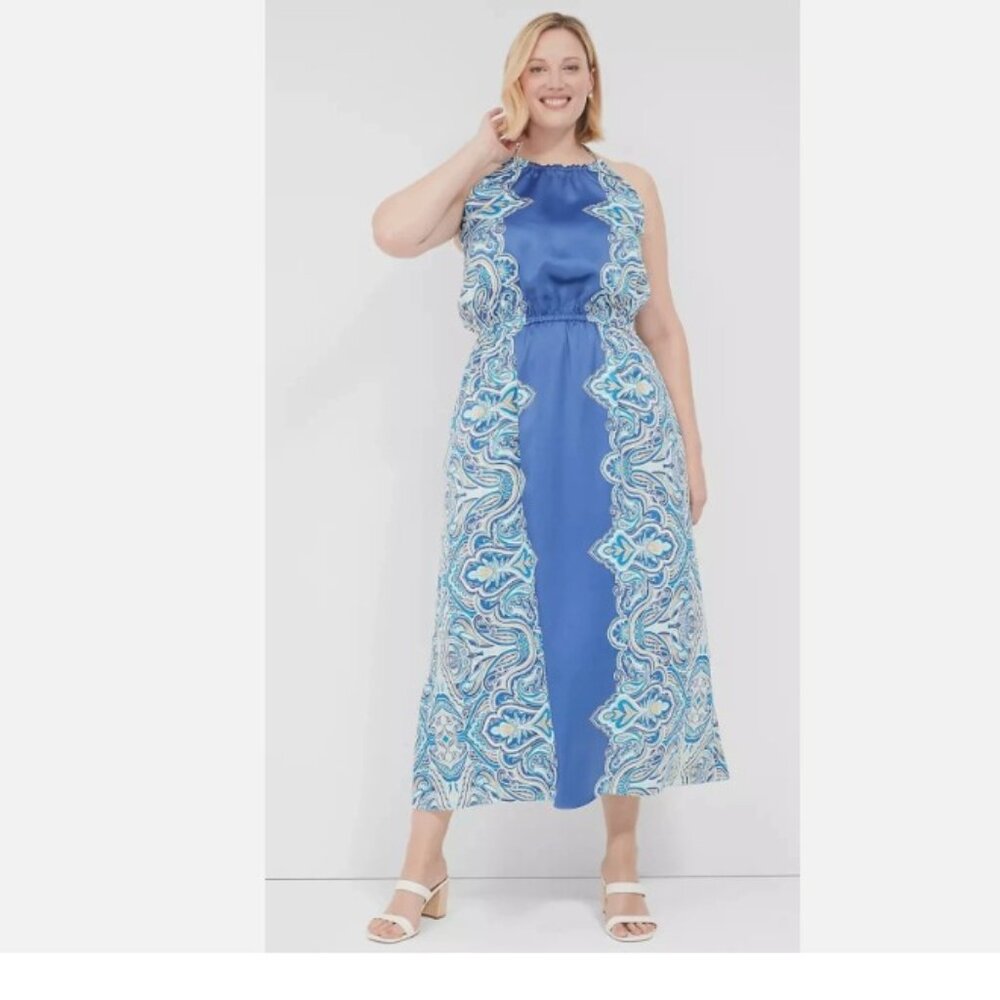 Lane Bryant Halter Maxi Dress - Size 16 - Blue Turquoise
